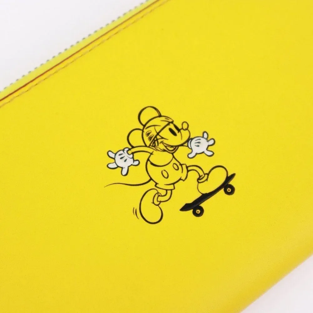 New Coach Disney Mickey Riding Skateboard Accordion Zip Wallet Banana Yellow - Picture 12 of 12